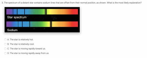 The spectrum of a distant star contains sodium lines that are offset from their normal position, as