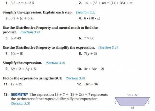 Please help with number 1 and 2
tell which property the statement illustrates