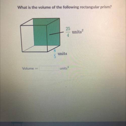 What is the volume of the following rectangular prism?

25
units?
4
00
units
Volume
units