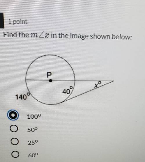Circle P is shown below. If the measure of arc AB = 20° and the mBEC= 1300 what is the measure of a
