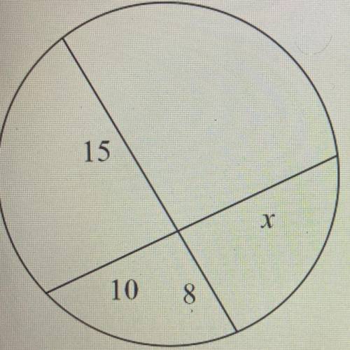 Solve for x. Assume that lines that appear tangent are tangent.

A. 18.75 
B. 8 
C. 13
D. 12