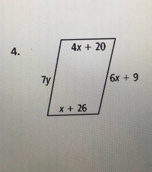 NO LINKS, I WILL REPORT YOU

For what values of x and y must each figure be a parallelogram?
Need