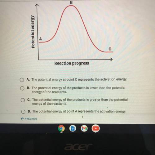L 3.2.5 Quiz: Reaction Rates

This graph shows how the potential energy of a reaction system chang