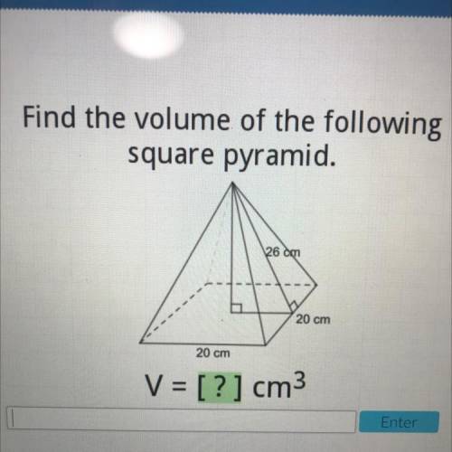 PLEASE HELP ASAP I WILL MARK YOU BRAINLIEST!!!

Find the volume of the following
square pyramid.
2