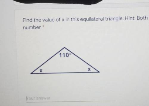Find the value of x in this equilateral triangle.​