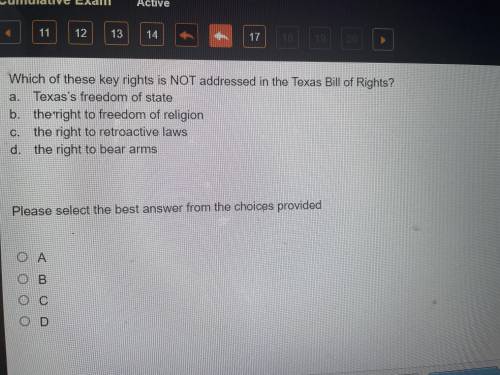 Which of these key rights is not a adress in the texas bill of rights?