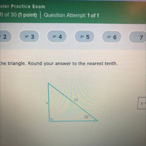 Solve for x in the triangle. Round your answer to the nearest tenth.
13
32°