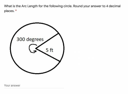 What is the Arc Length for the following circle. Round your answer to 4 decimal places.