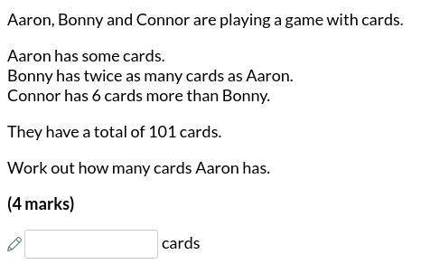 Aaron, Bonny and Connor are playing a game with cards.

Aaron has some cards.
Bonny has twice as m