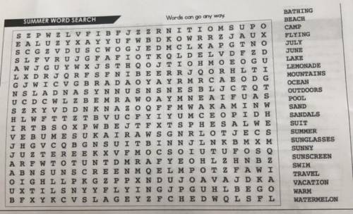 Summer Word Search Due Today