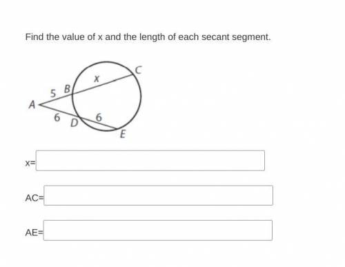 Find the value of x and the length of each secant segment.