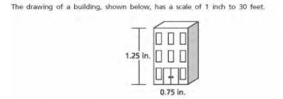 What is the actual height in feet of the bulding?

A.) 22.5
B.) 24
C.) 37.5
D.) 40