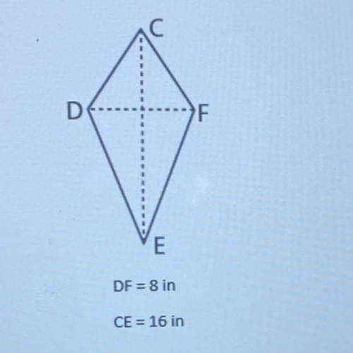 What is the area of the kite?

A)
45 in2
B)
64 in 2
C)
80 in 2
D)
128 in2
