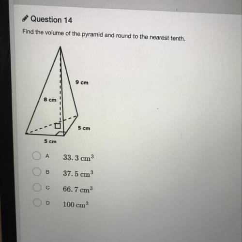 Find the volume of the pyramid and round to the nearest tenth