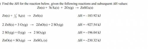 Given the following data, calculate ΔH for the reaction:
Work needs to be shown pls help