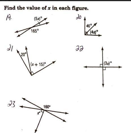 Find the value of x in each figure