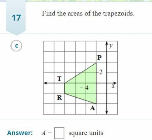 Find the area of the trapezoid

NOT ACCEPTING LINKS
AWARDING BRAINLIEST FOR BEST ANSWER!!
PLSSSSS