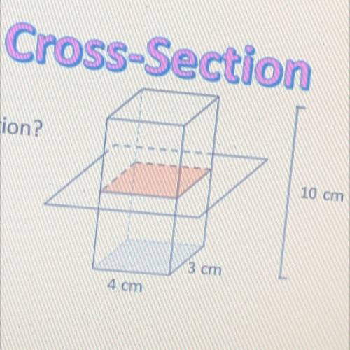 A right rectangular prism is sliced parallel to the base. What is the area of the resulting two-dim