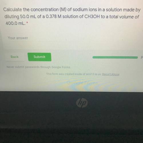 PLEASE ANSWER TAKING TEST RN

Calculate the concentration (M) of sodium ions in a solution made by