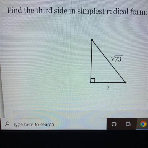 Find the third side in simplest radical form