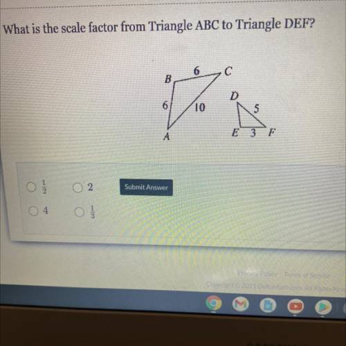 What is the scale factor from triangle ABC to triangle DEF