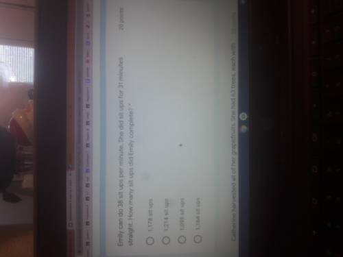 HELP ME THIS IS DUE IN A HOUR. 
How many sit ups did Emily complete?
SORRY IF ITS BLURRY