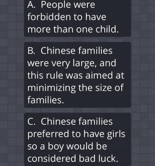 Which of the following is true about China's 1970's one- child rule ?
Give EVIDENCE