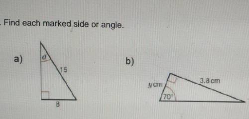 Find each marked side or angle and show the step by step​