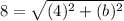 8 = \sqrt{(4)^2+(b)^2}