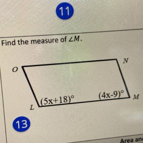 Find measure of angle M