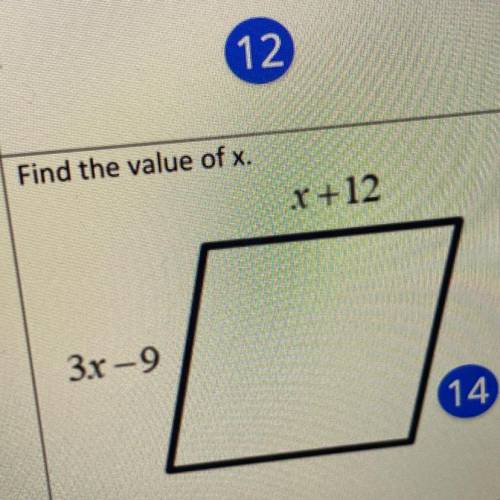 Find value of x. 
using geometry