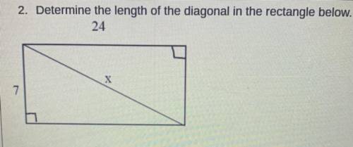 Determine The Length Of the diagonal in the rectangle below