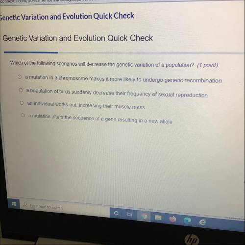 Which of the following scenarios will decrease the genetic variation of a population? (1 point)

O