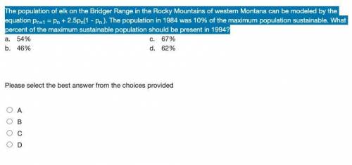The population of elk on the Bridger Range in the Rocky Mountains of western Montana can be modeled