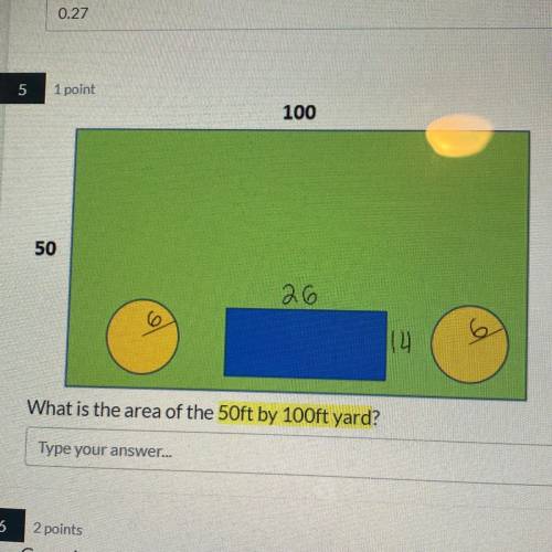 What is the area of the 50ft by 100ft yard?