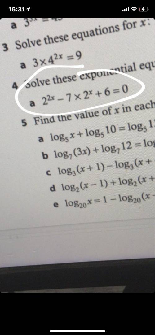 It would be great if you could help me solve the circled question. It's regarding logarithms.