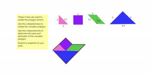 Will give brainliest!! Using the measurements of the shapes.. determine the area and perimeter of t