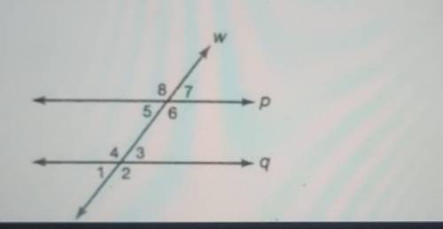 5. Lines p and q are parallel, and line w is a transversal. Which angle is not congruent to angle 1