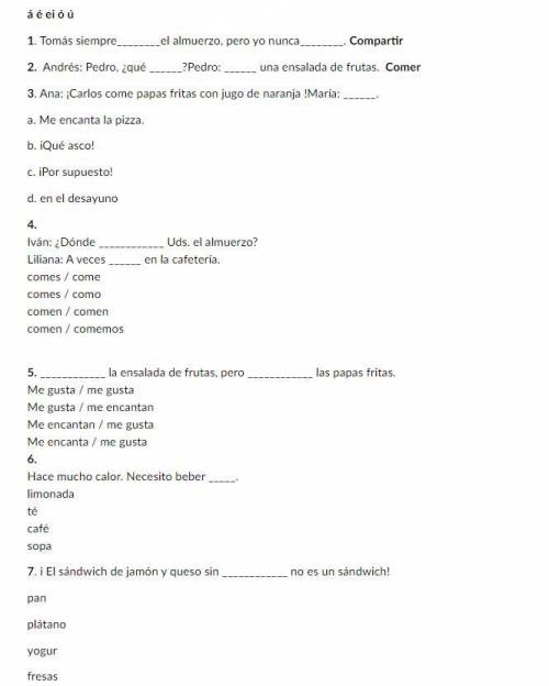 No links/downloads. Please help me with my spanish homework