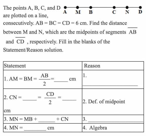 the points A,B,C and D are plotted on a line consecutively. AB=BC+CD=6 cm. Find the distance betwee