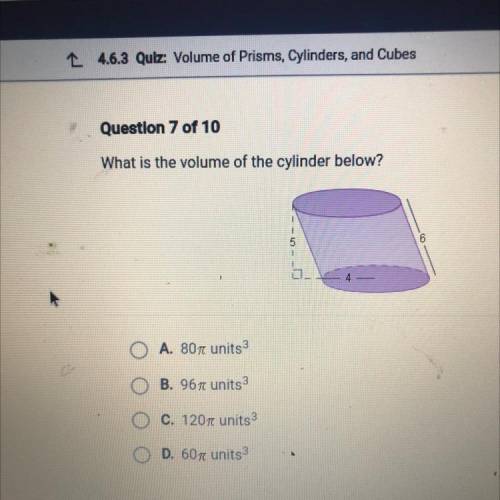 What is the volume of the cylinder below?