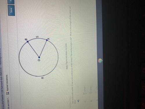 The circle with center o has a circumference of 8pi inches. The central angle is 60 degrees. What i