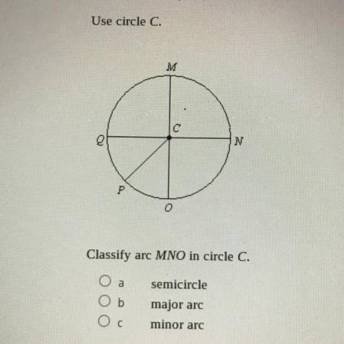 Use circle C
classify arc MNO in circle C