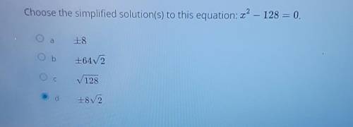 Choose the simplified solution(s) to this equation: ?- 128 - 0 18 1642 V128 18/2 Question 33 )​