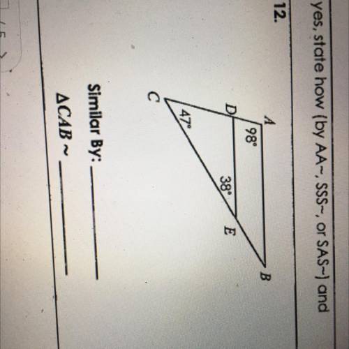 Determine if the triangle are similar. if yes state how (by aa~, sss~, or sas~)