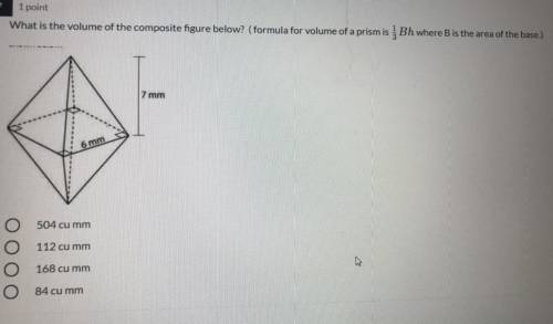 What is the volume of the composite figure below? (formula for volume of a prism is 1/3 Bh where B