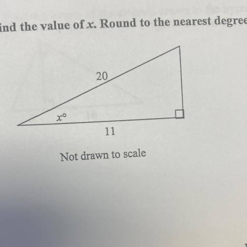 Find the value of x. round to the nearest degree
Not drawn to scale