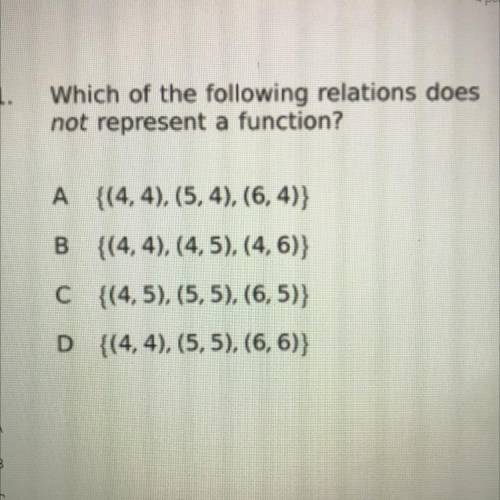 Which of the following relations does not represent a function ?