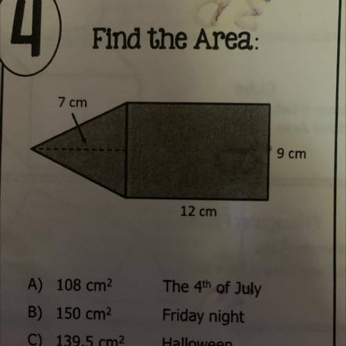 Find the area 7cm 12cm 9cm