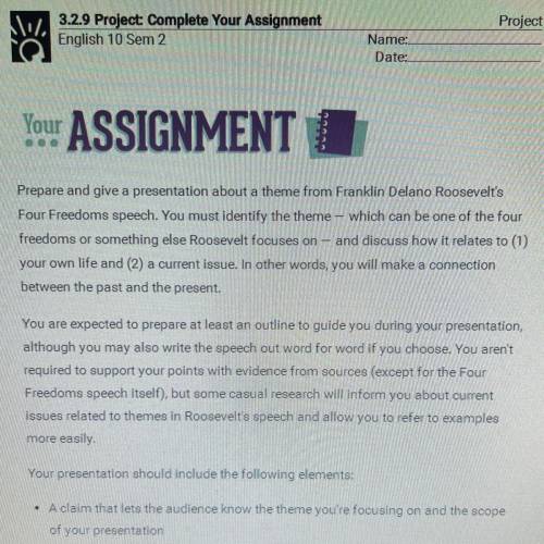 3.2.9 Project: Complete Your Assignment English 10 Sem 2